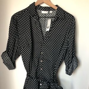 New York & Company polka dot collared shirt